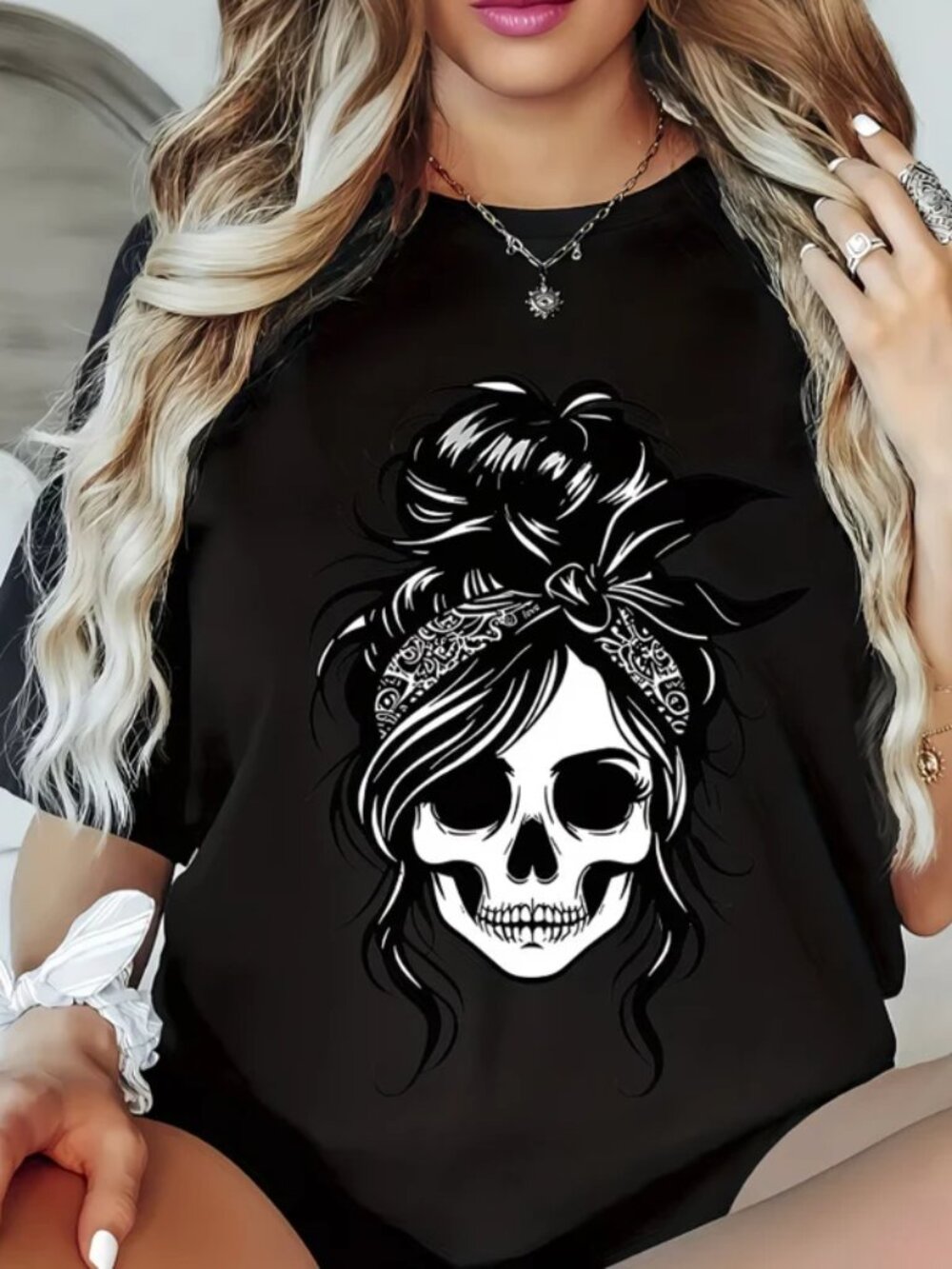 Gothic Messy Bun T-Shirt